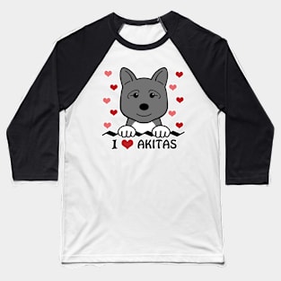 I Love Akitas Baseball T-Shirt